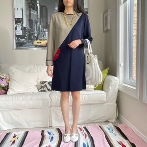 Vintage wool colourblock shift dress